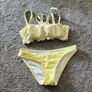Yellow Textured Bikini Set